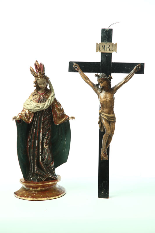 TWO RELIGIOUS STATUES.  European 