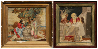 Two religious-theme needleworks: