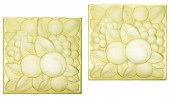 Two Ren Lalique molded yellow