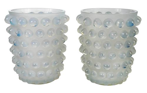 TWO RENE LALIQUE "MOSSI" VASEScirca