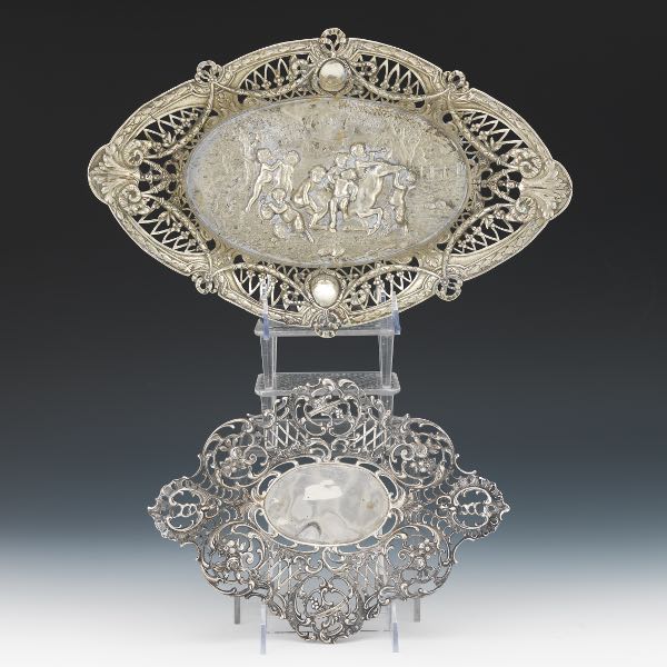 TWO RETICULATED BASKETS  One
