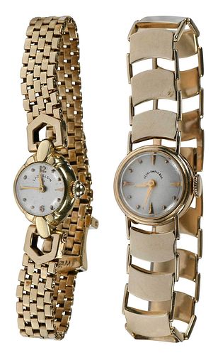 TWO RETRO 14KT. WATCHESLady