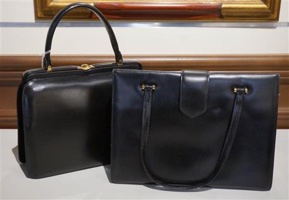TWO RETRO DESIGNER BLACK LEATHER