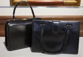 TWO RETRO DESIGNER BLACK LEATH