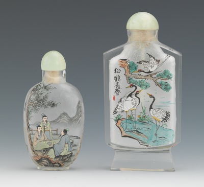 Two Reverse Painted Glass Snuff
