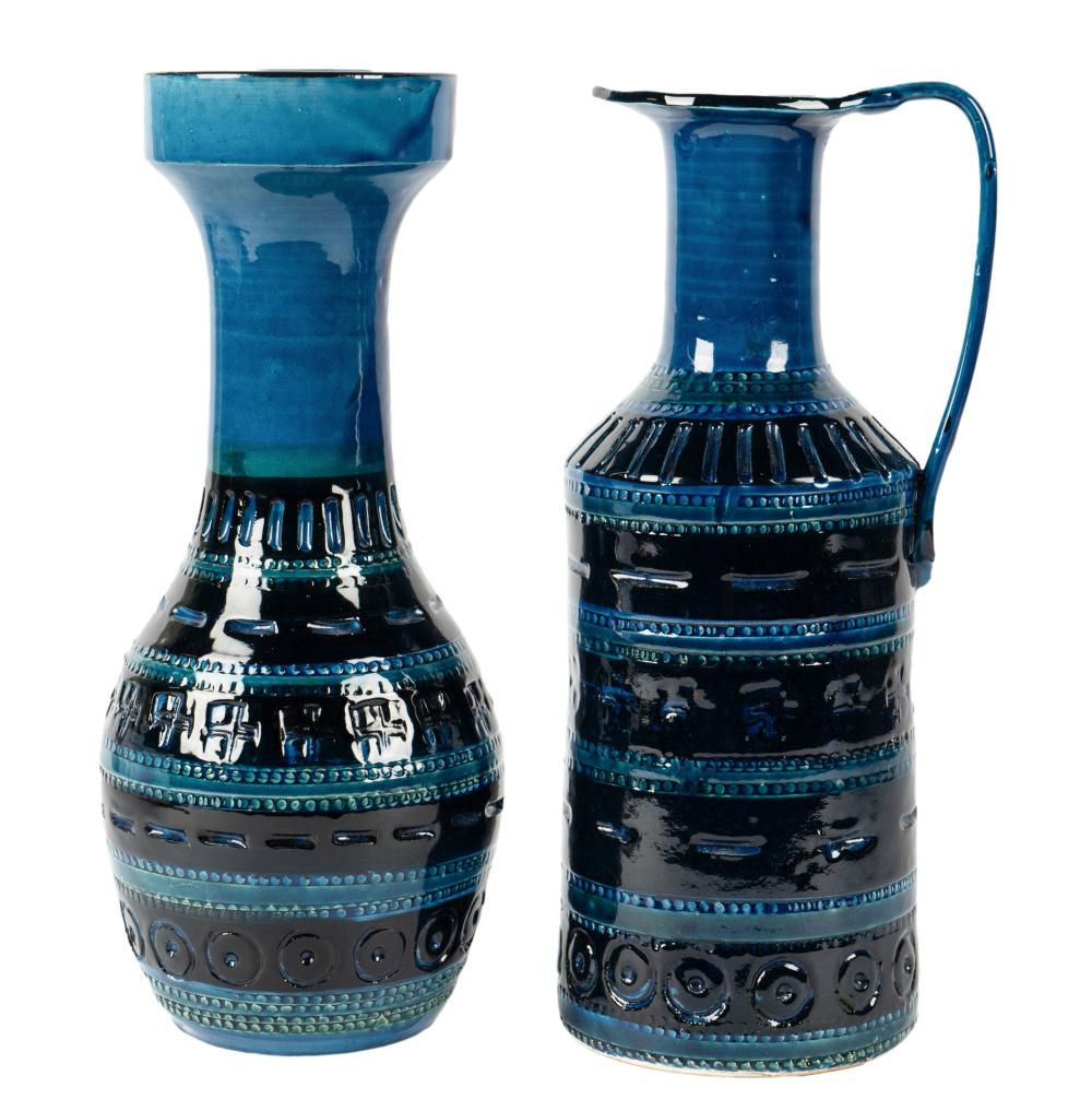 TWO RIMINI BLUE POTTERY