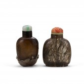 TWO ROCK CRYSTAL SNUFF BOTTLES