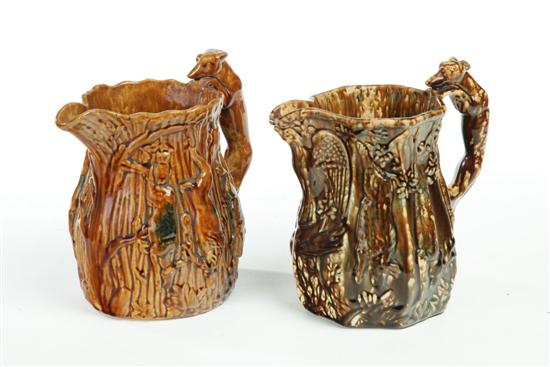 TWO ROCKINGHAM PITCHERS.  Hound