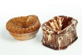 TWO ROCKINGHAM SPITTOONS.  Ame