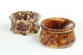 TWO ROCKINGHAM SPITTOONS.  Ame