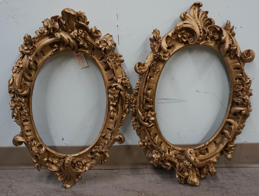 TWO ROCOCO STYLE GILT GESSO FRAMES,