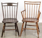 TWO RODBACK WINDSOR CHAIRS, 19