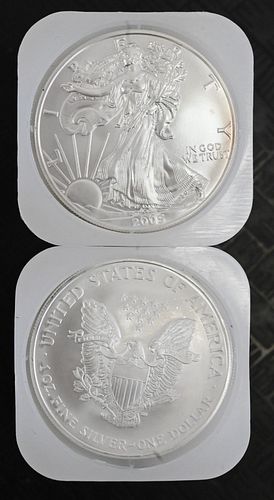 TWO ROLLS OF 20-2005 1OZ SILVER