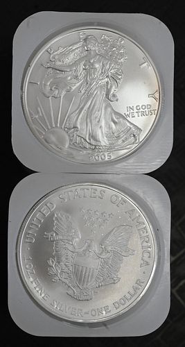 TWO ROLLS OF 20-2005 1OZ SILVER
