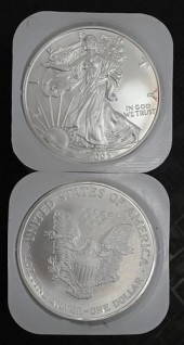TWO ROLLS OF 20-2005 1OZ SILVE