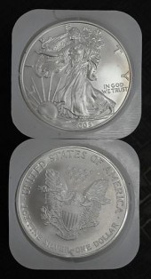 TWO ROLLS OF 20-2005 1OZ SILVE