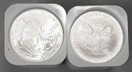 TWO ROLLS OF 20-2006 1OZ SILVER