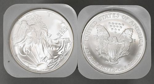 TWO ROLLS OF 20-2006 1OZ SILVER
