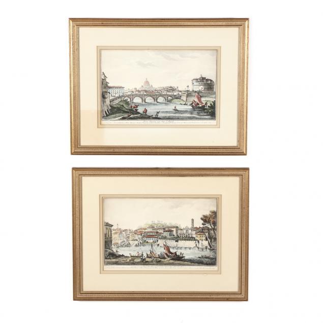 TWO ROMAN WATERSCAPE PRINTS AFTER