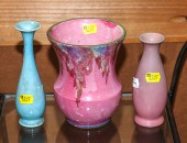 TWO ROOKWOOD BUD VASES & A WEL
