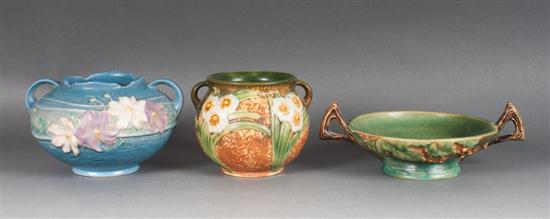 Two Roseville art pottery vases and