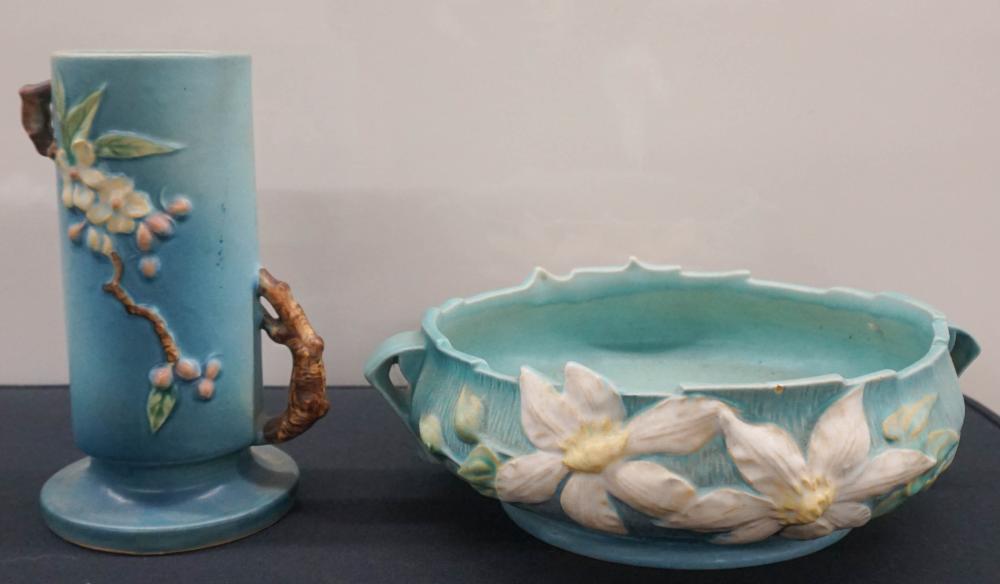 TWO ROSEVILLE FLORAL DECORATED