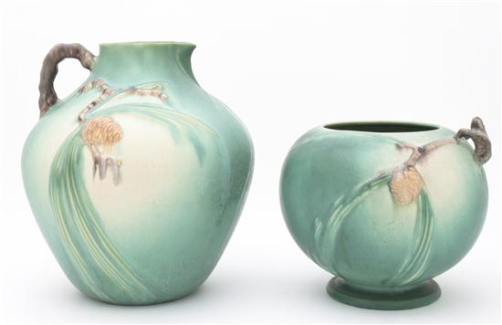 Two Roseville Pinecone Pottery
