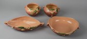 TWO ROSEVILLE POTTERY PINK SNO