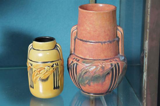 TWO ROSEVILLE POTTERY VASES. Both