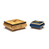 TWO ROUGE INLAID MUSIC BOXES<b