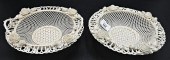 TWO ROUND BELLEEK BASKETS, EAC