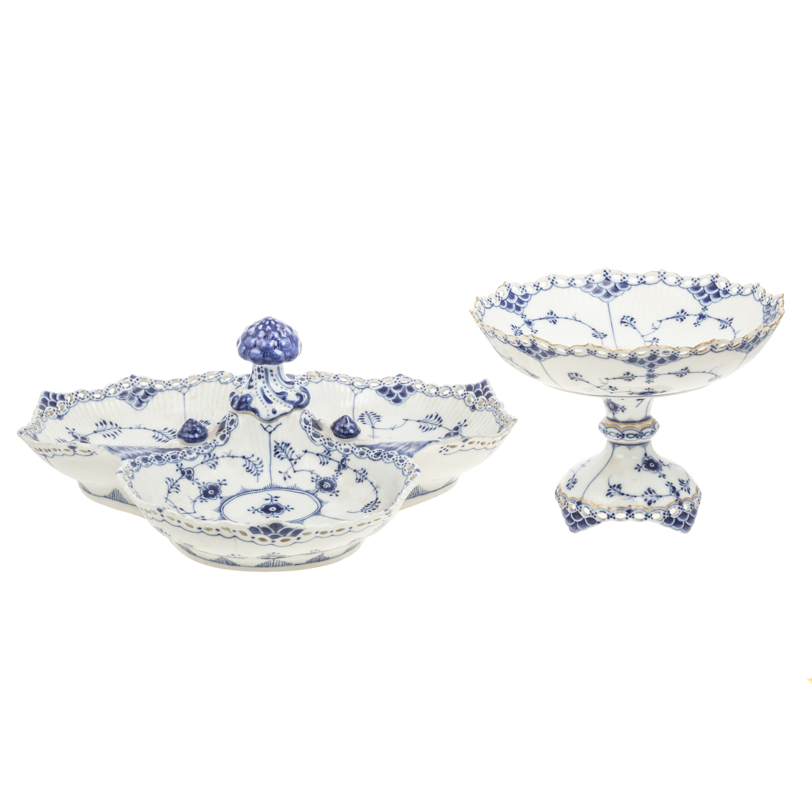 TWO ROYAL COPENHAGEN BLUE FLUTED