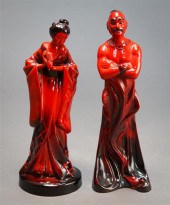 TWO ROYAL DOULTON FLAMBE FIGUR
