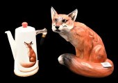 TWO ROYAL DOULTON FOX PORCELAI