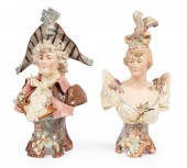 TWO ROYAL DUX POLYCHROME, GILT