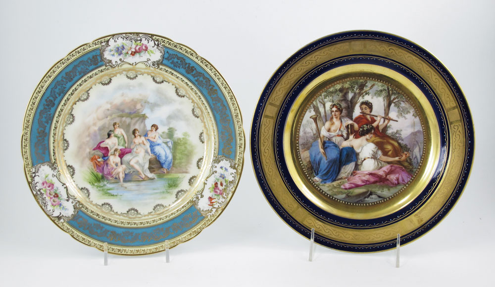 TWO ROYAL VIENNA CABINET PLATES: 1)