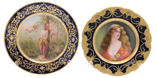 TWO ROYAL VIENNA PORTRAIT PLATESTwo