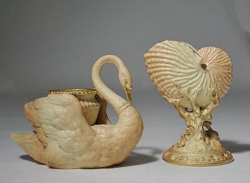 TWO ROYAL WORCESTER PORCELAIN