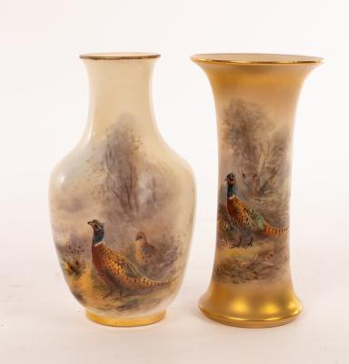 Two Royal Worcester vases painted