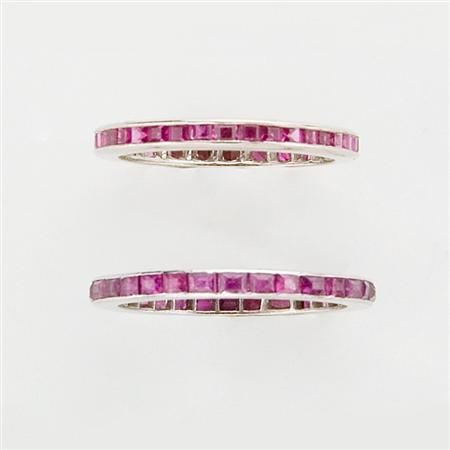 Two Ruby Guard Rings 	 