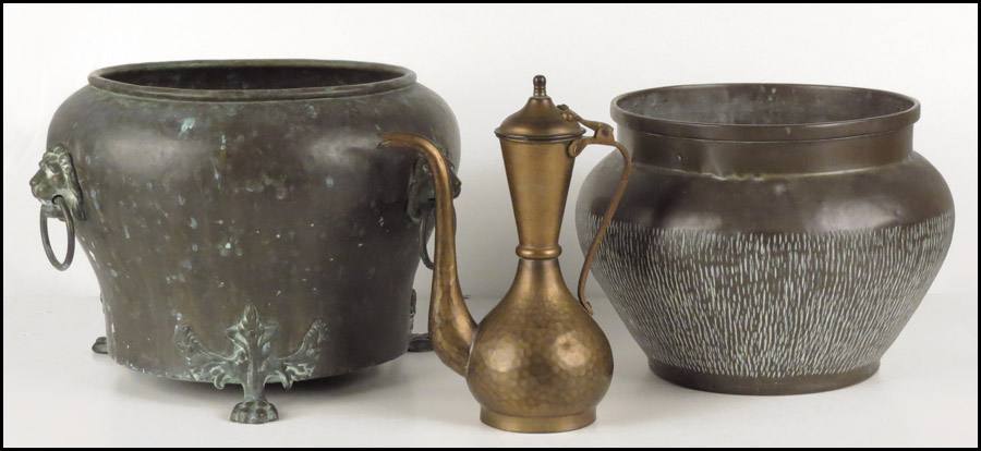 TWO RUSSIAN BRASS PLANTERS.