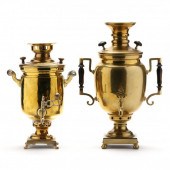 TWO RUSSIAN BRASS SAMOVARS Lat
