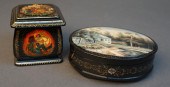 TWO RUSSIAN DECORATED LACQUERE