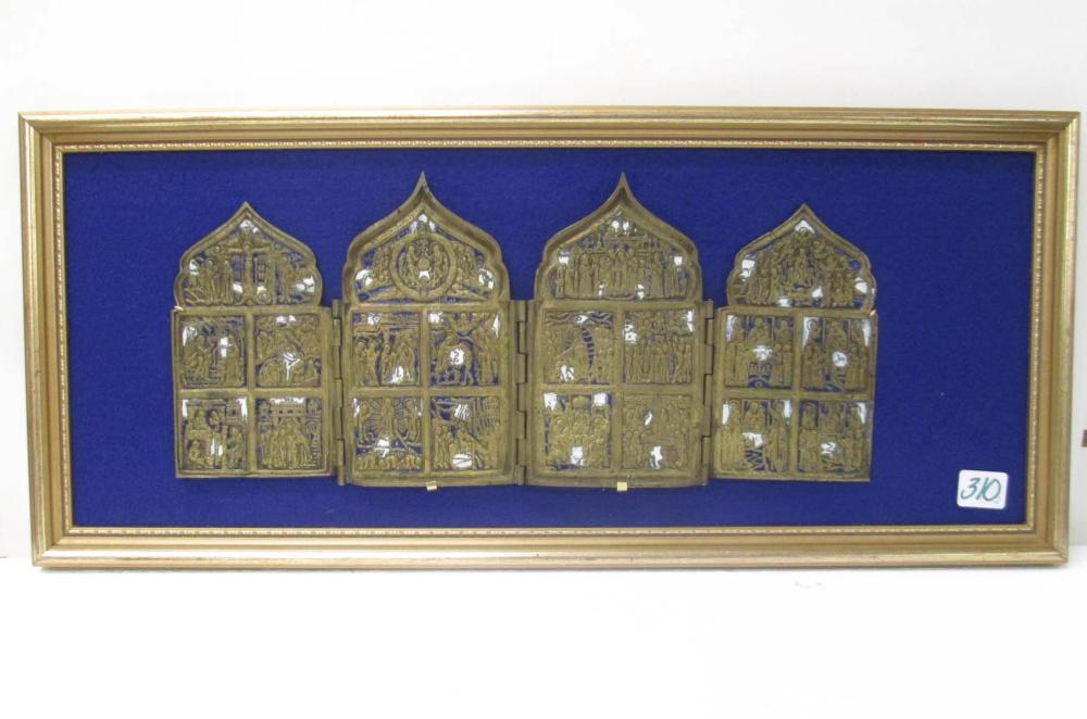 TWO RUSSIAN ICONS, BOTH ENAMELED