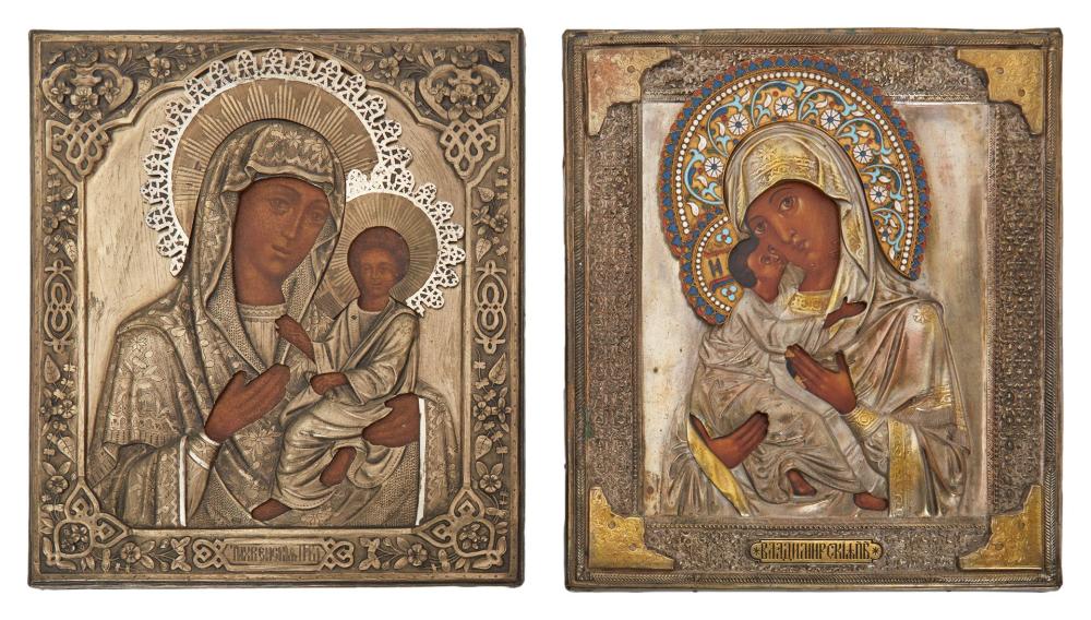 TWO RUSSIAN ICONS OF THE VIRGIN AND