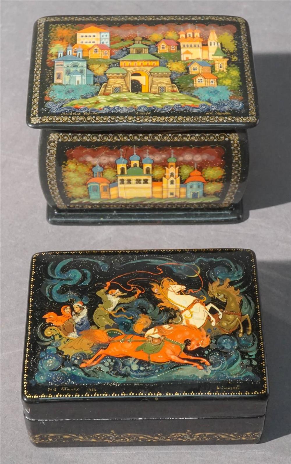 TWO RUSSIAN LACQUER BOXESTwo