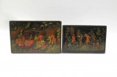 TWO RUSSIAN LACQUERED AND HAND