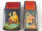 Two Russian lacquered boxes on
