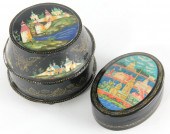 Two Russian Lacquered Boxeseac