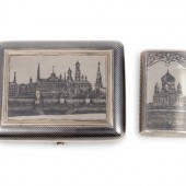 Two Russian Niello Silver Case